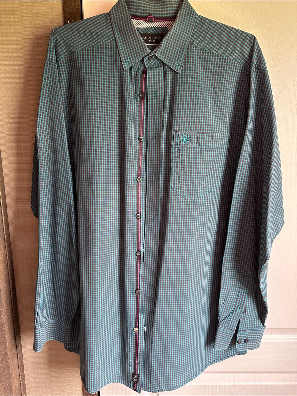 XLT Ariat Pro Teal Check Men's Button-Down Shirt